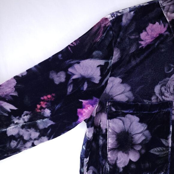 Pilcro Velvet Shirt XS Floral Hadley Relaxed Button Down - Picture 3 of 11